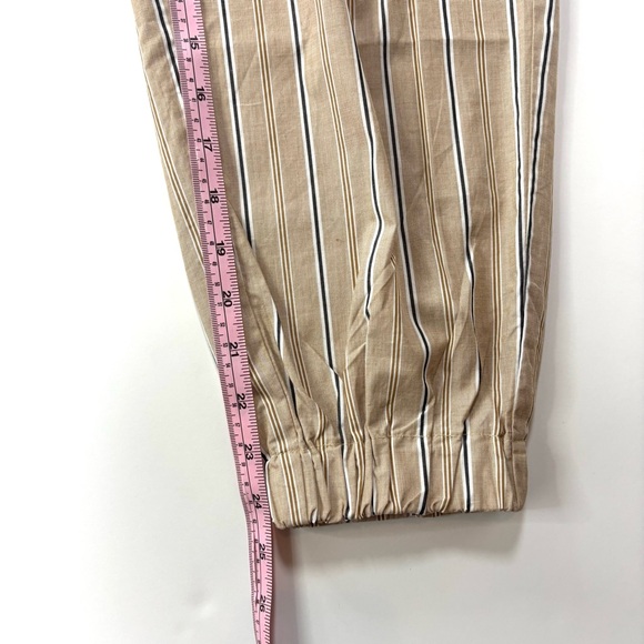 Twin-set Pull-on Utility Cargo Pants Vertical Striped 100% Cotton Shirred Waist - Picture 10 of 15